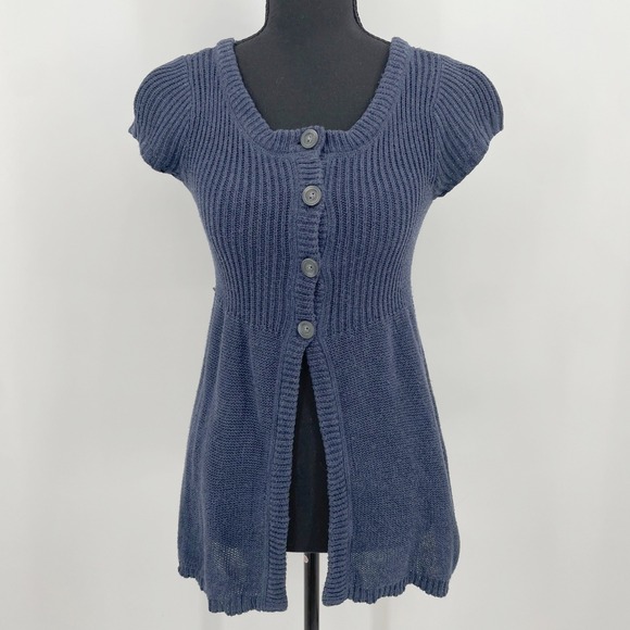 Abercrombie & Fitch Sweaters - VTG Abercrombie Fitch Adirondack‎ Top Medium Blue Cotton Knit Cardigan Hong Kong